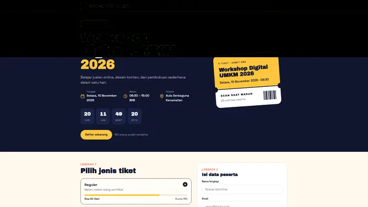 Aplikasi E-Tiket Event: Pendaftaran Online, Tiket QR & Scan Check-in (Google Apps Script)